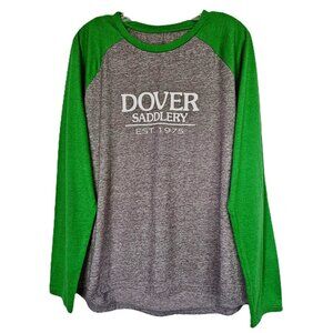 🐎 Dover Saddlery Baseball Tee – Size XL – Heather Gray & Green